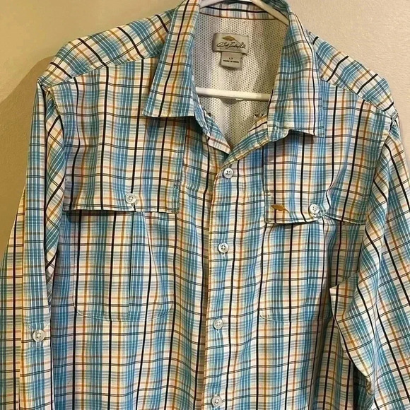 [LT]Bob Timberlake Mens Fishing Shirt Long  Sleeve Vented Blue Plaid - Picture 2 of 12